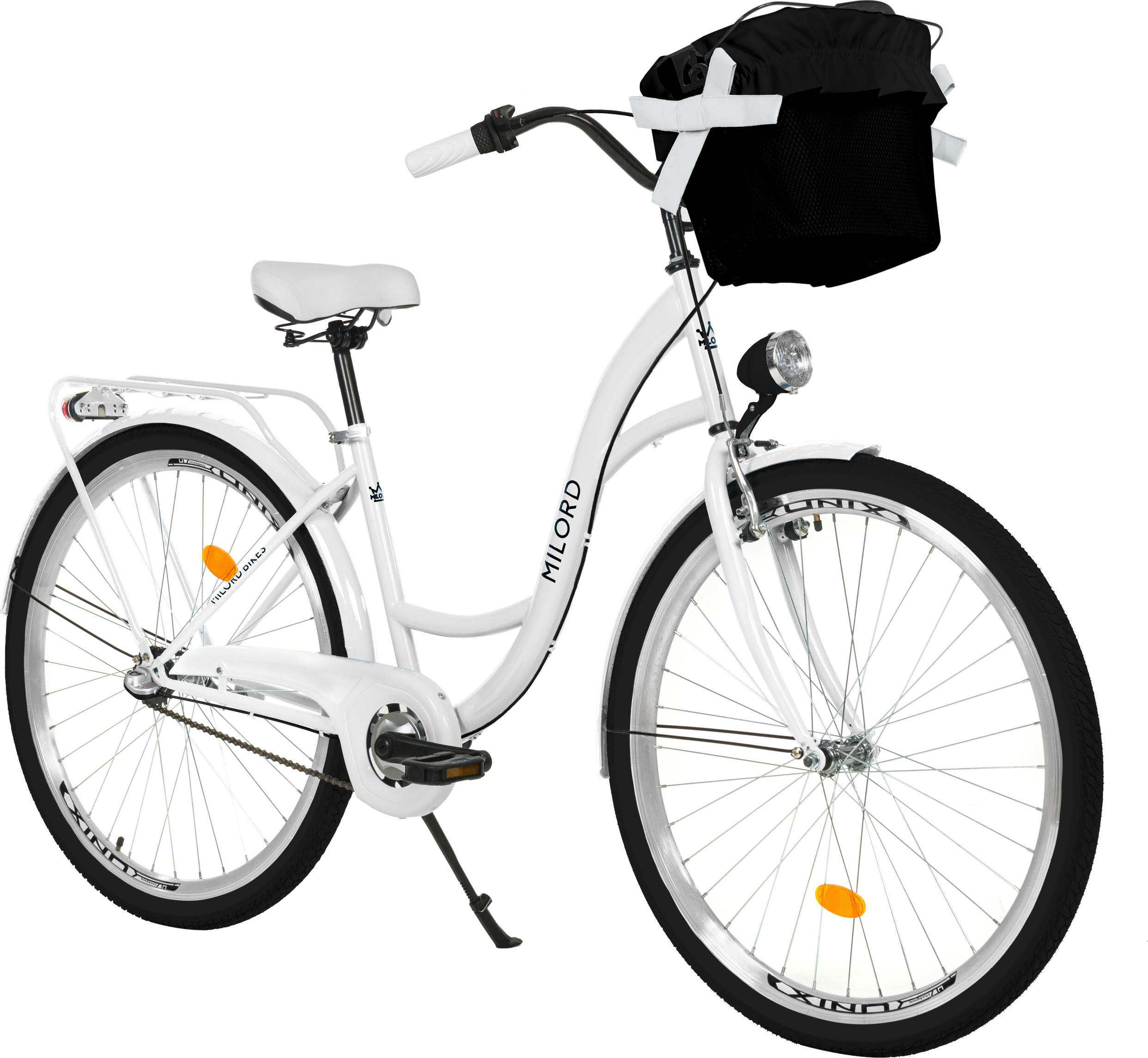 CITY-FAHRRAD Milord mit Metallkorb, 26 Zoll, Weiß, 3-Gang - Weiß, Metall (46cm) - Milordbikes