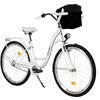 CITY-FAHRRAD Milord mit Metallkorb, 26 Zoll, Weiß, 3-Gang - Weiß, Metall (46cm) - Milordbikes