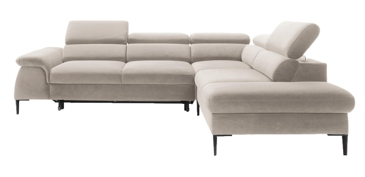 SCHLAFSOFA 280 cm Amaro L mit verstellbaren Kopfstützen, Rechts, Beige - Beige, Holz (214/280cm) - Emporius