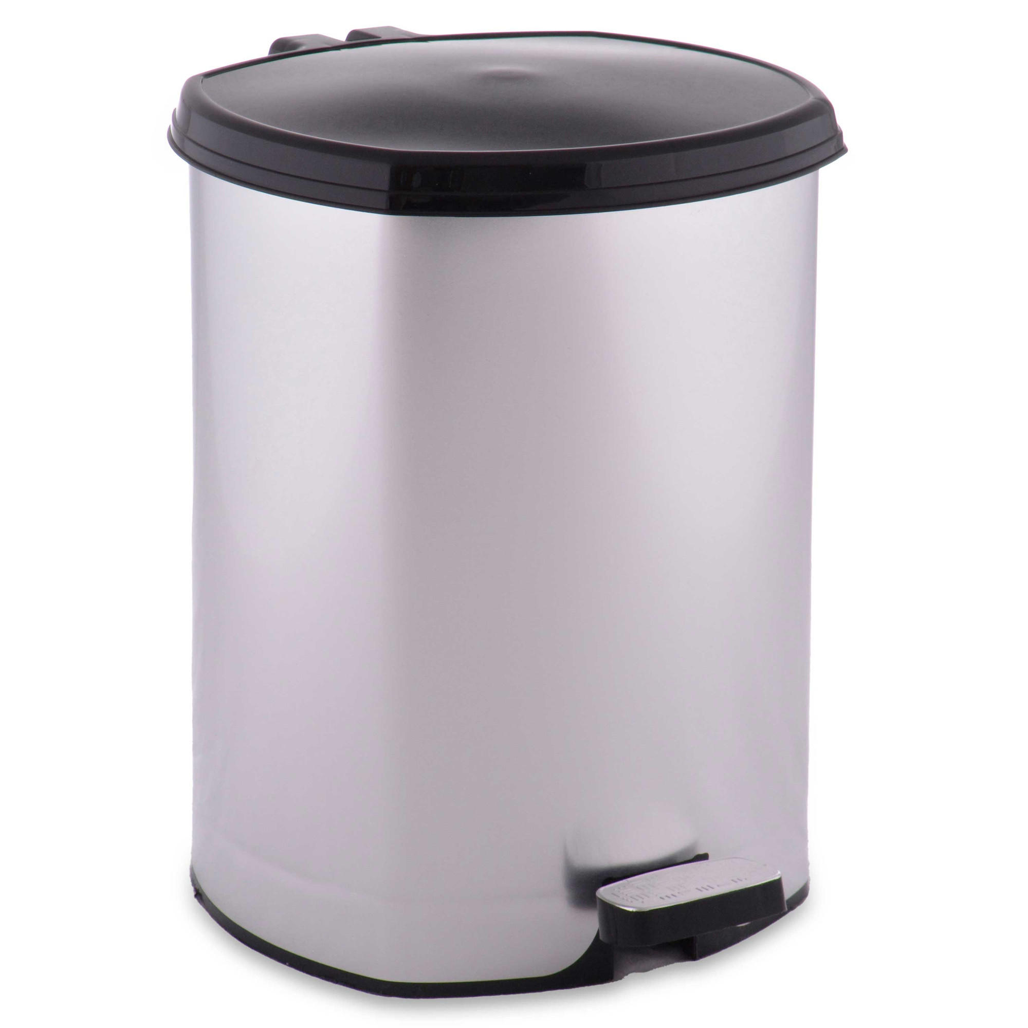 BADEZIMMERMÜLLEIMER Radiant 6 l 26/21/23,5 cm - Silberfarben, Kunststoff (21/23.5/26cm) - Berilo