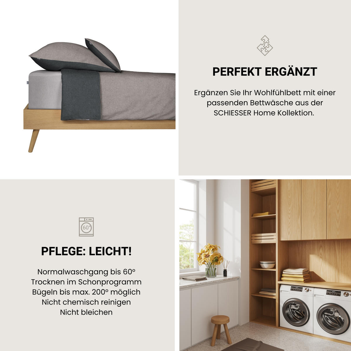 SPANNBETTLAKEN Flexi - 95/5 - 100 x 200 cm - Hellgrau - Hellgrau, Textil (100/200cm) - SCHIESSER