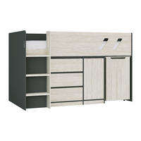 BETTKOMBINATION - 1 Person - holz - hellgrau, anthrazitgrau Sagiti - Anthrazit/Hellgrau, Holz (90/190cm) - Vente-Unique