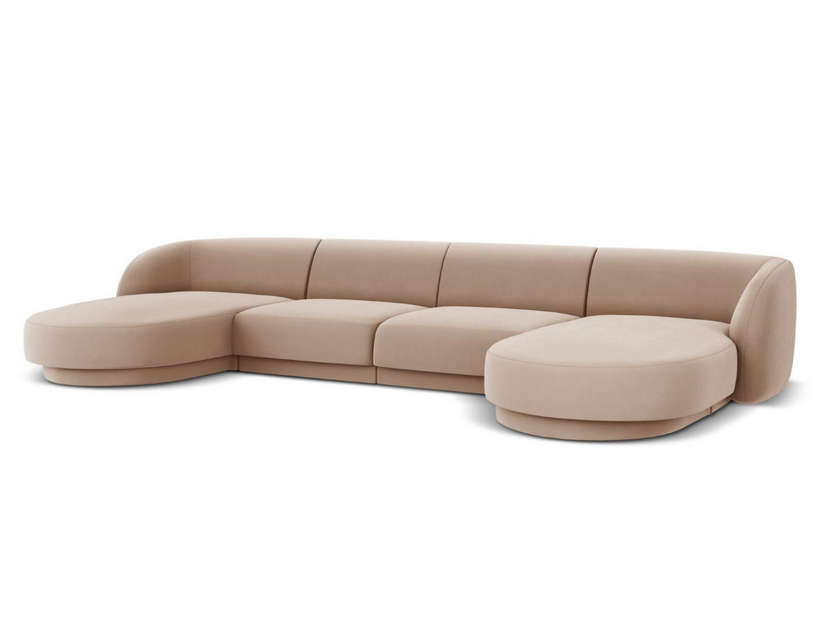 PANORAMASOFA Miley aus Samt cappuccino 5 Sitzplätze - Cappuccino, Textil (156/70/330cm) - Micadoni