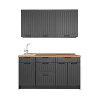 SINGLEKÜCHE Fame-Line, Dunkelgrau/Anthrazit, 150 cm, AP Eiche - Dunkelgrau/Anthrazit, Holzwerkstoff (150/82/60cm) - Vicco