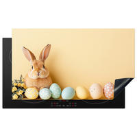 HERDABDECKPLATTE Eier - Kaninchen - Pastellfarbtöne Induktionsschutz 91.2x52 cm - Hellgelb, Kunststoff (91.2/52/0.2cm) - MuchoWow