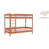 ETAGENBETT Diego 160x80 teak mit Matratzen - Braun, Holzwerkstoff (80/160cm)