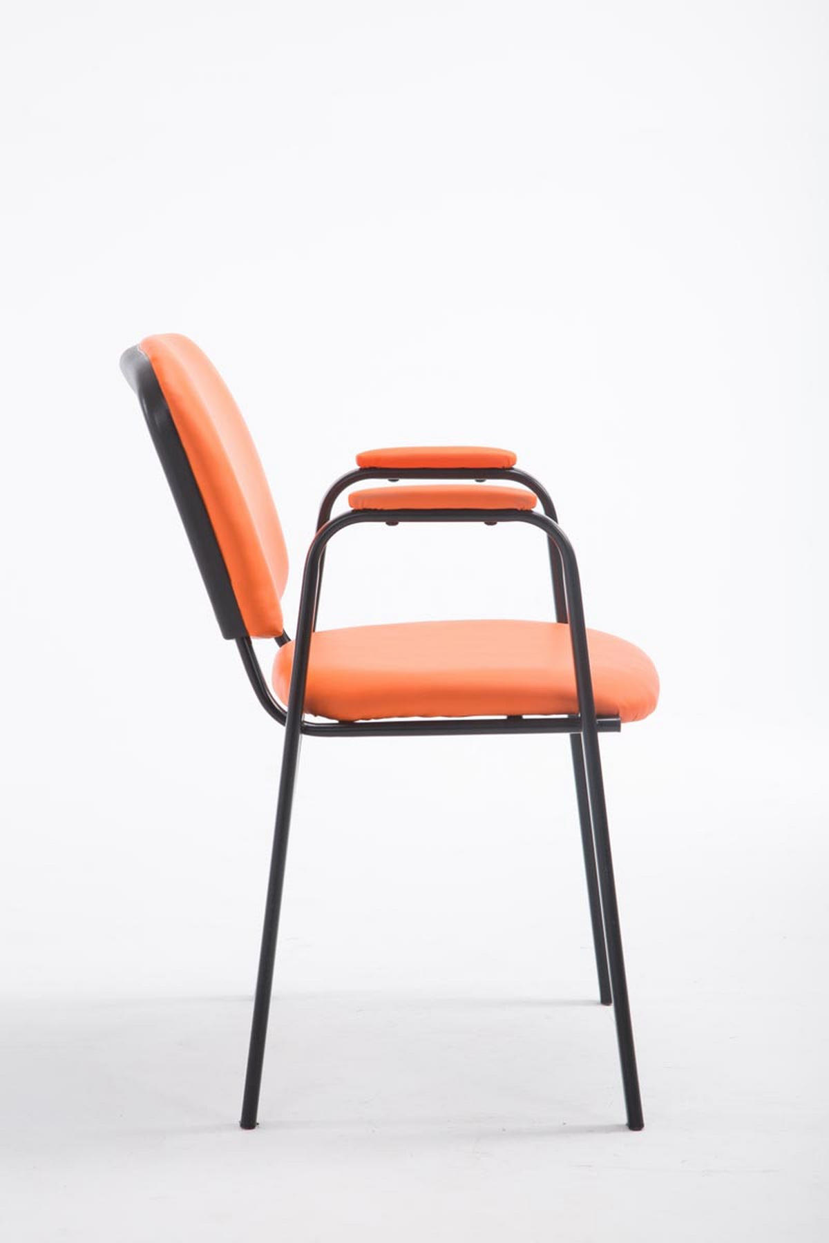 BESUCHERSTUHL Keen PRO, Kunstleder mit Armlehne - Gestell Schwarz / Bezug Orange - Schwarz/Orange, Textil/Metall (53/79/53cm) - TPFLiving