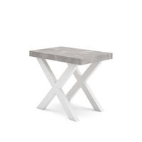 KONSOLENTISCH ausziehbar 58 bis 160cm, für 8 Gäste, weiß zementgrau, 90/58/73cm - Weiß/Grau, Holzwerkstoff (90/160/73cm) - Skraut Home