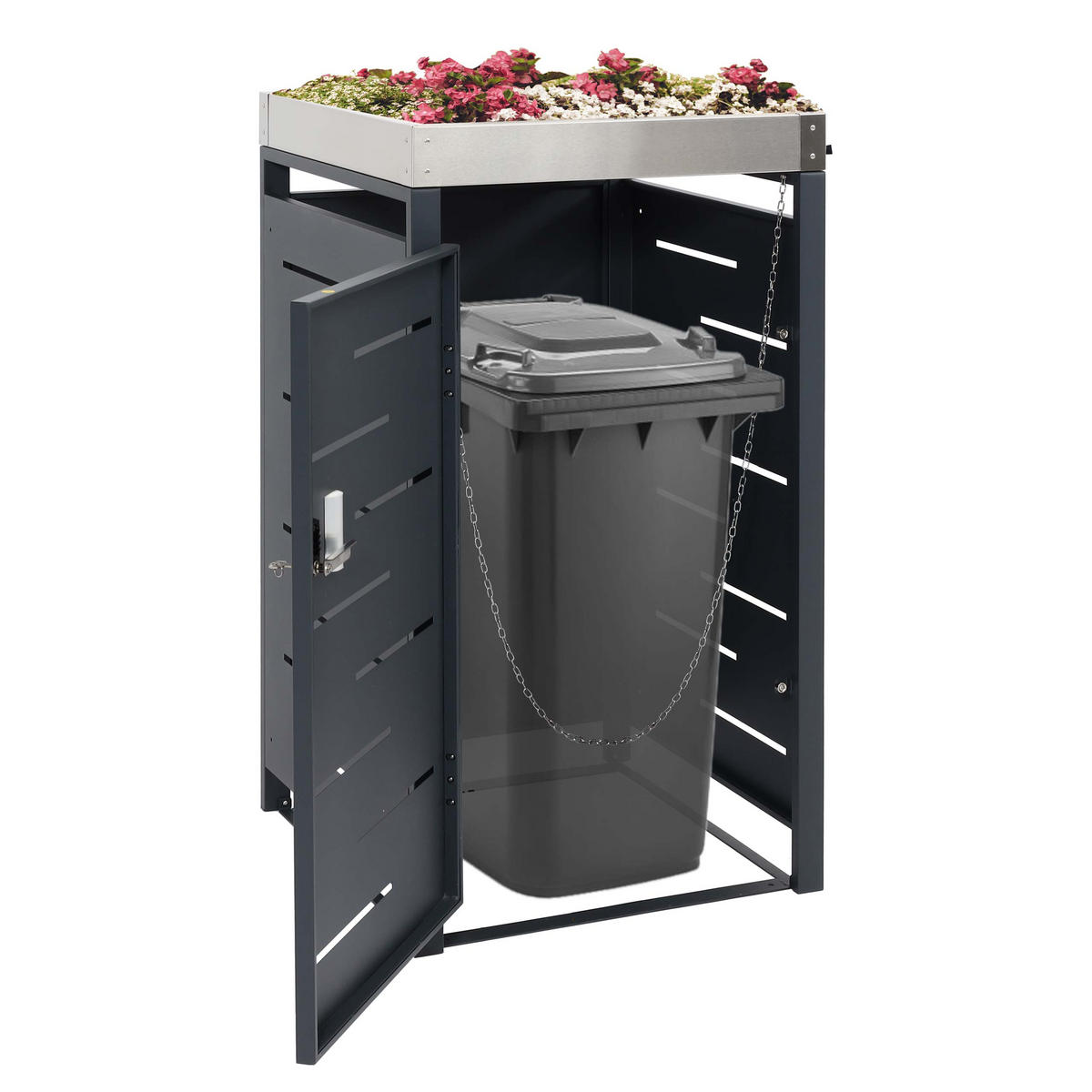 MÜLLTONNENBOX 1er 110x60x62cm 80-240 Liter - Anthrazit, Metall (60/110/62cm) - PROREGAL