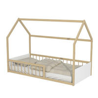 HAUSBETT BALOO / 90x190 cm + Lattenrost - Weiß und helles Holz - Naturfarben, Holz (90/190cm) - Weber Industries