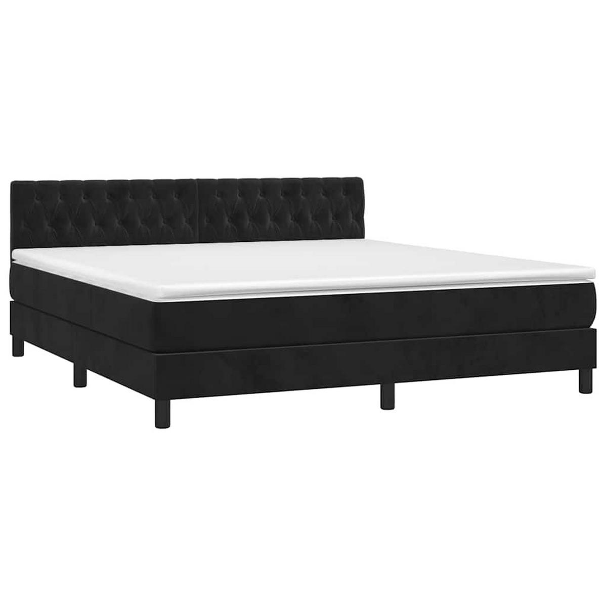 BOXSPRINGBETT 180/200 Cm Schwarz Samt - Schwarz, Textil (180/203cm) - vidaXL