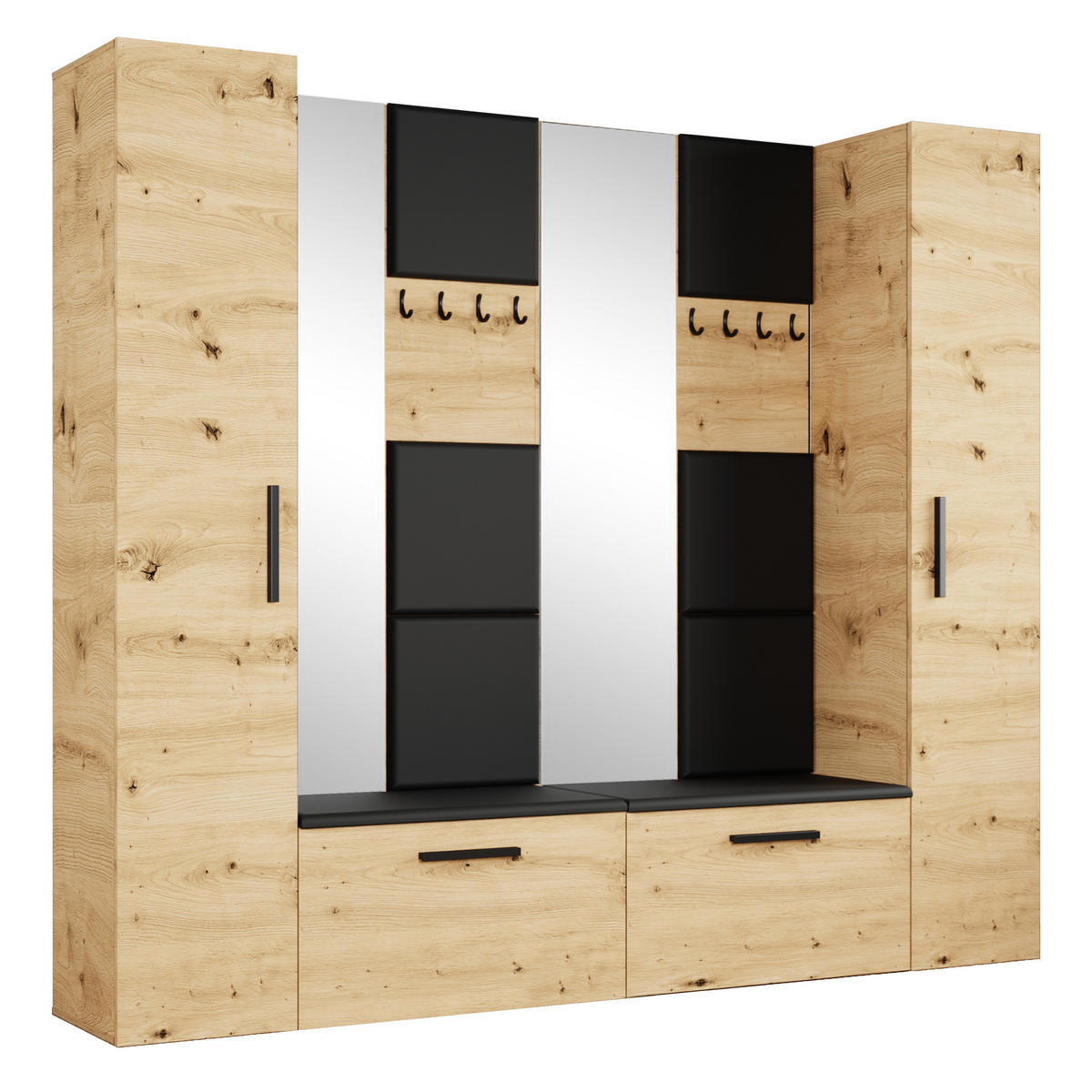 GARDEROBENSCHRANK MODULO 241,2/204/40 cm Modern Garderobe-Set Eiche Artisan - Schwarz/Eiche Artisan, Holzwerkstoff (241.2/204/40cm) - MASSENO