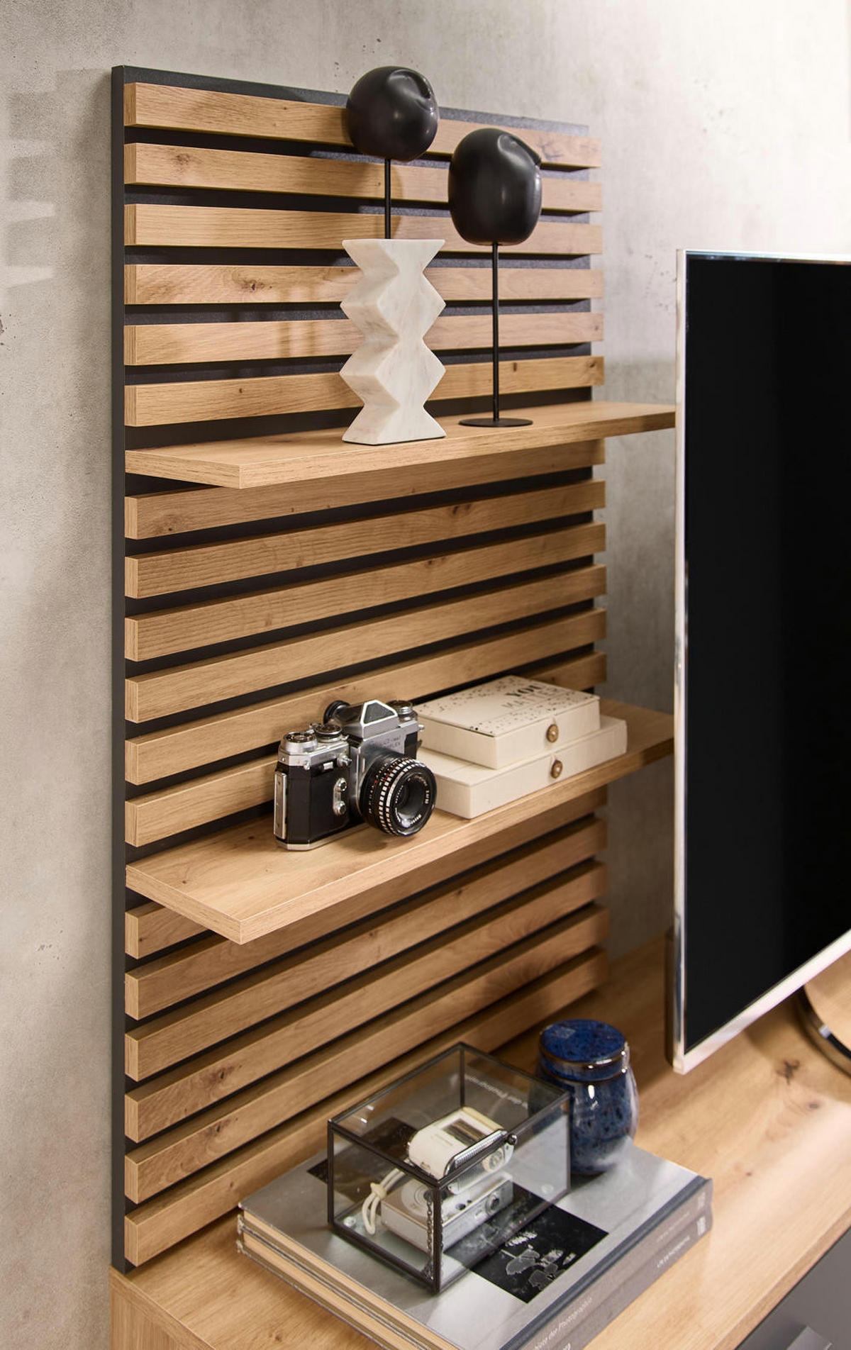 WOHNWAND 250/135/38 cm in Anthrazit, Eiche Artisan - Anthrazit/Eiche Artisan, Holz (250/135/38cm) - moebel dich auf