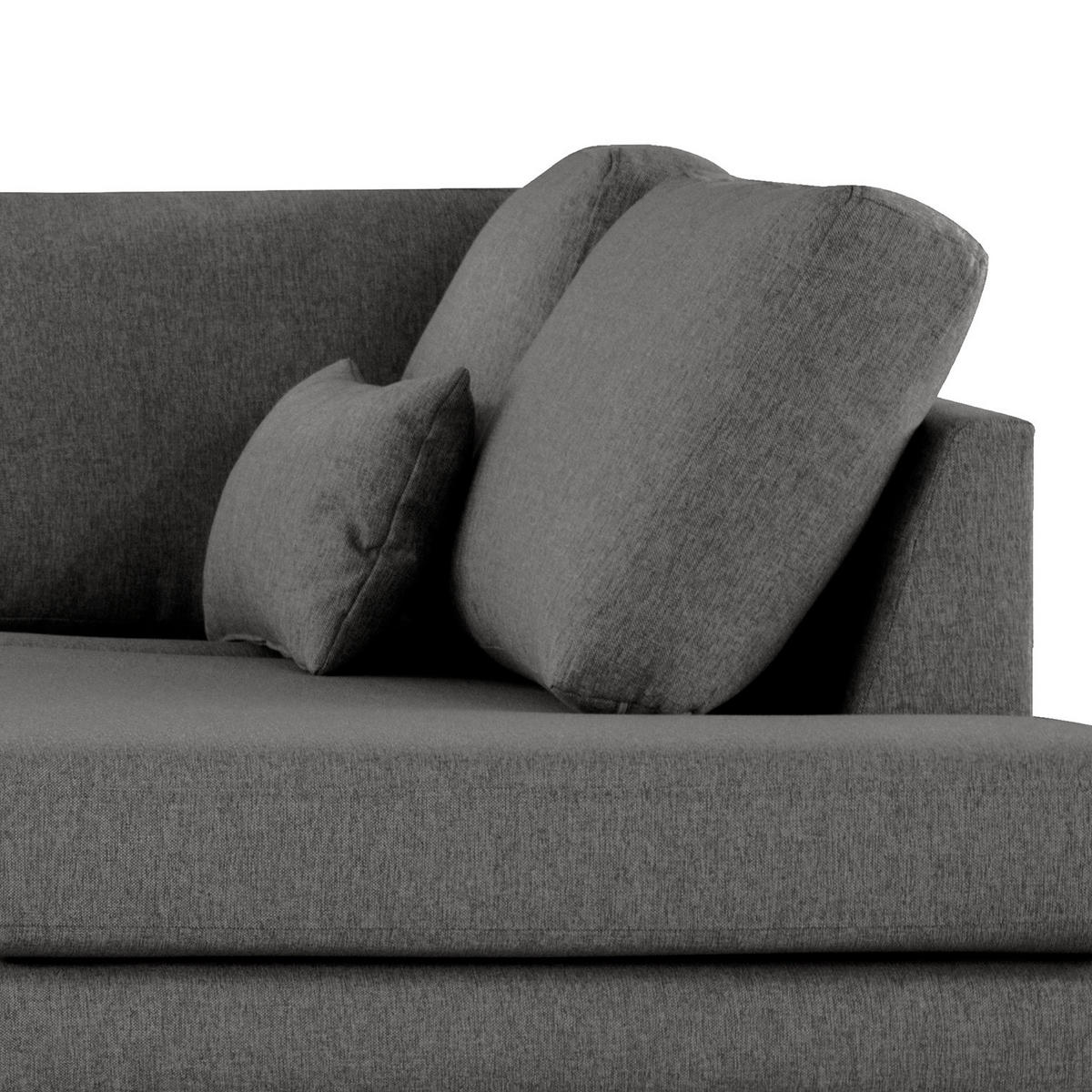 ECKSOFA mit Ottomane - Dunkelgrau/Buchefarben, Buchenholz/Textil (287/219cm) - home24