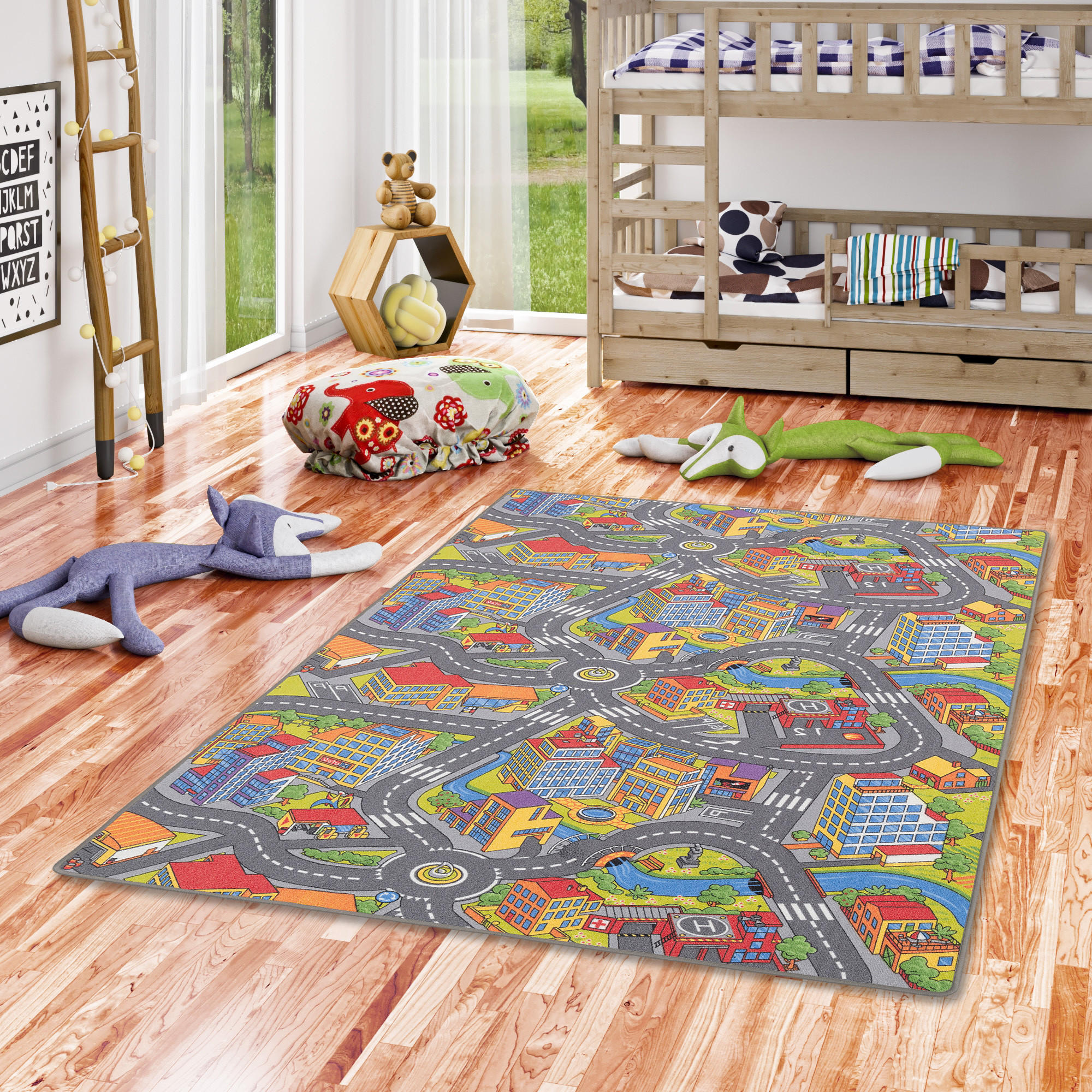 KINDER SPIEL STRASSENTEPPICH - Rotbraun, Textil (80/160cm) - Snapstyle