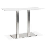 DESIGNER-STEHTISCH Holzplatte und gebürsteter Stahl KORALO BAR, Weiß 160x80x100 cm - Silberfarben/Weiß, Holzwerkstoff/Metall (160/100/80cm) - KADIMA DESIGN