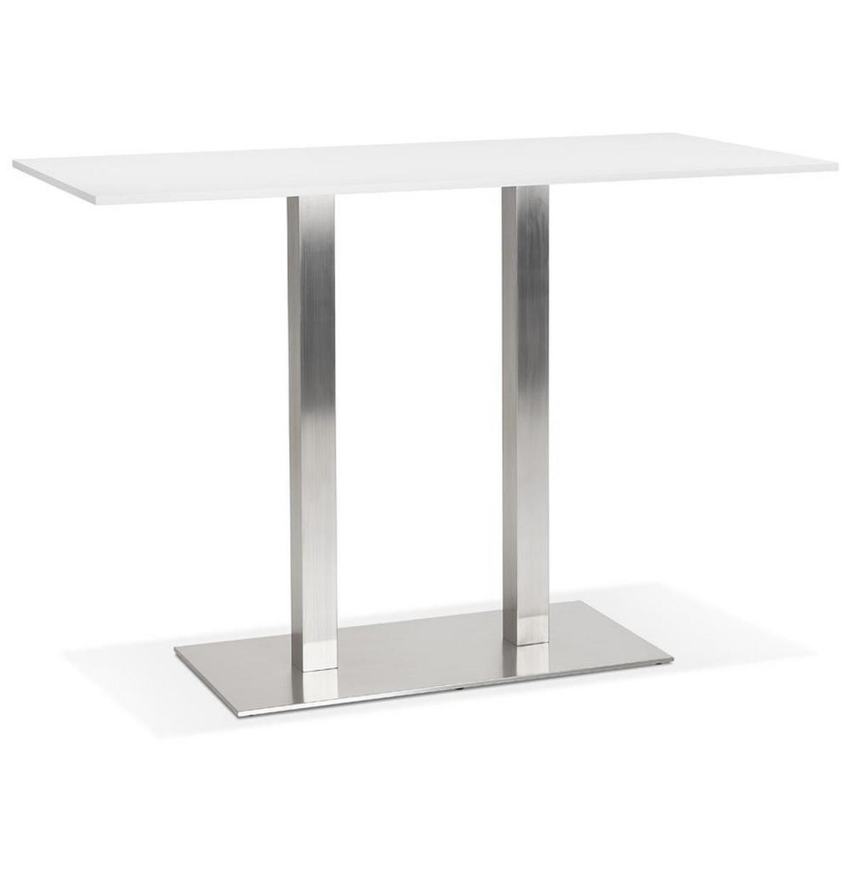DESIGNER-STEHTISCH Holzplatte und gebürsteter Stahl KORALO BAR, Weiß 160x80x100 cm - Silberfarben/Weiß, Holzwerkstoff/Metall (160/100/80cm) - KADIMA DESIGN