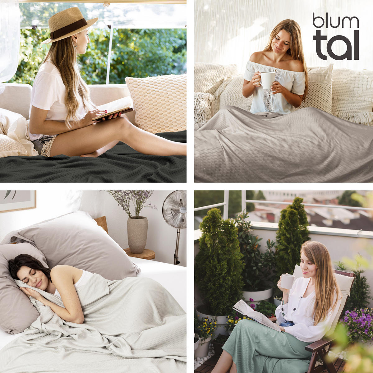 KÜHLDECKE Bambus Viskose 120x100 cm, Blau - Blau, Textil (120/100cm) - Blumtal