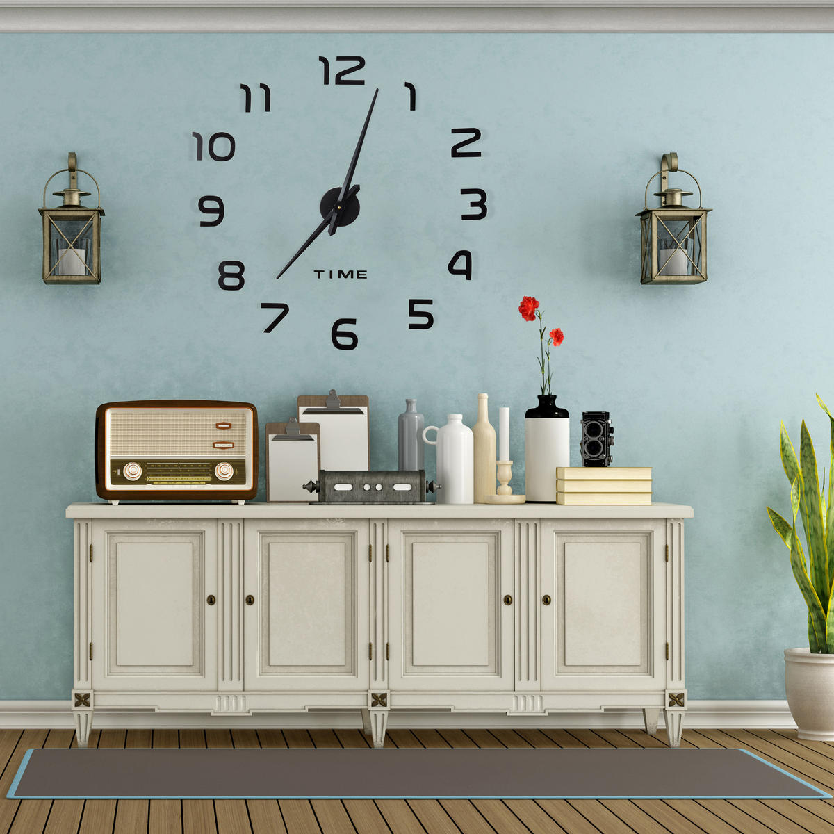 WANDUHR - Schwarz, Kunststoff/Textil (10/39/3.5cm) - Relaxdays