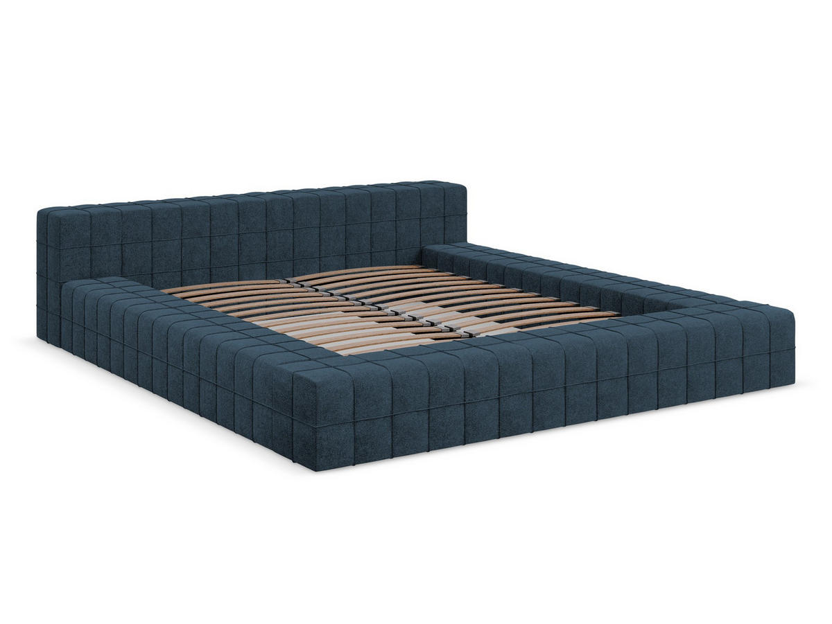 POLSTERBETT mit Lattenrost 220x260 Blau - Blau/Schwarz, Kunststoff/Textil (160/200cm) - Makamii