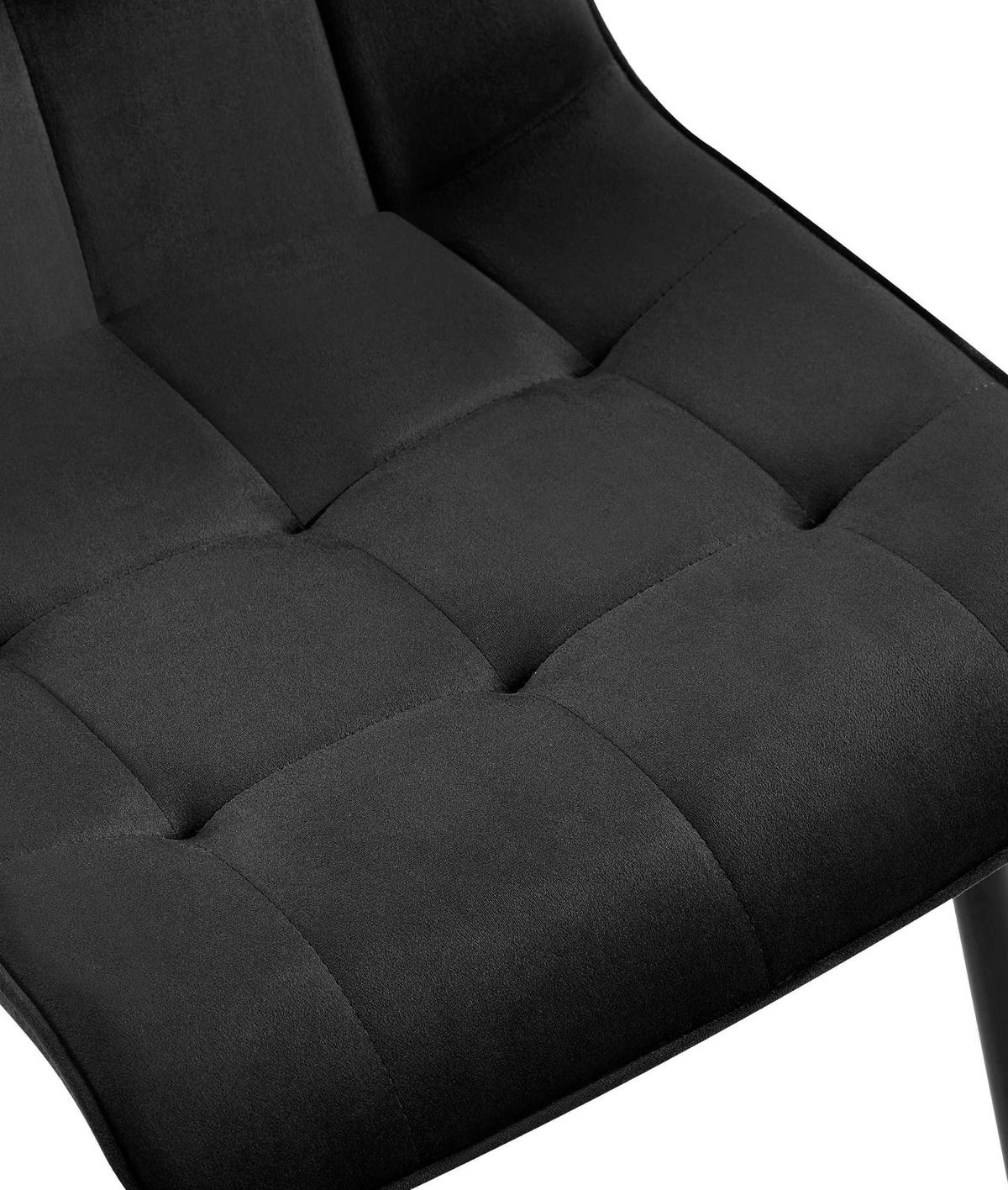 STUHL 2er Set Samt Schwarz - Schwarz, Textil/Metall (47/89/61cm) - CLP