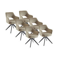 DREHSTUHL 6er-Set mit Armlehnen - Samt & schwarzes Metall - Beige - KONYA - Beige, Textil (59/84/58cm) - Vente-Unique