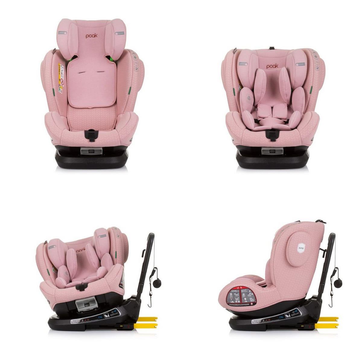 KINDERSITZ Peak i-Size rosa (40 - 150 cm) Isofix, SPS, drehbar, verstellbar - Rosa, Kunststoff (52/60/60cm) - Chipolino