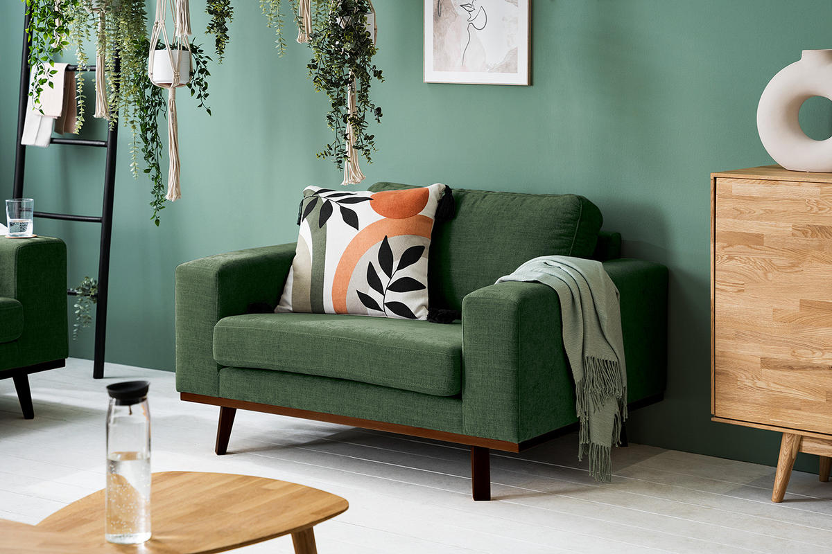 SESSEL - Dunkelgrün/Buchefarben, Buchenholz/Textil (122/81/88cm) - home24