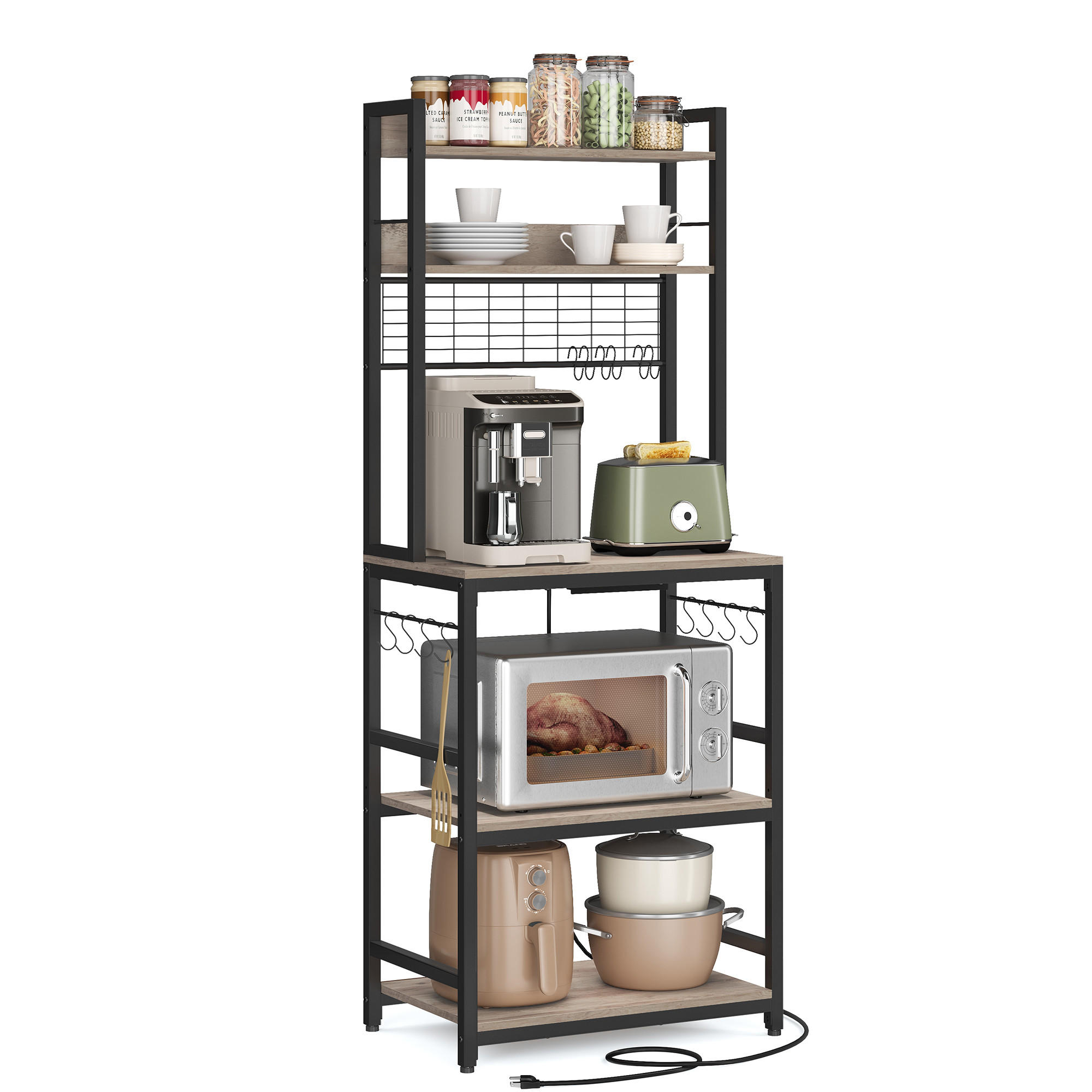 STANDREGAL Bonita - Greige/Schwarz, Holzwerkstoff (40/171/60cm) - VASAGLE