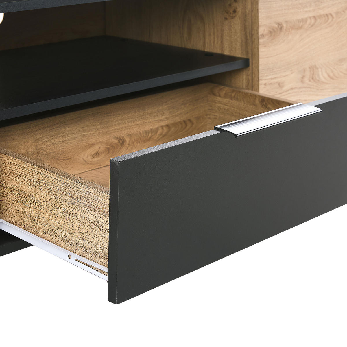 TV-MÖBEL Schwarzes, Hellbraun ITACA 41/160/52 cm - Schwarz, Holzwerkstoff (160/52/41cm) - Beliani