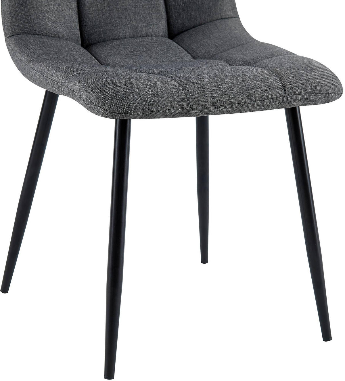 STUHL 4er Set Stoff Dunkelgrau - Dunkelgrau/Schwarz, Textil/Metall (45/84/55cm) - CLP