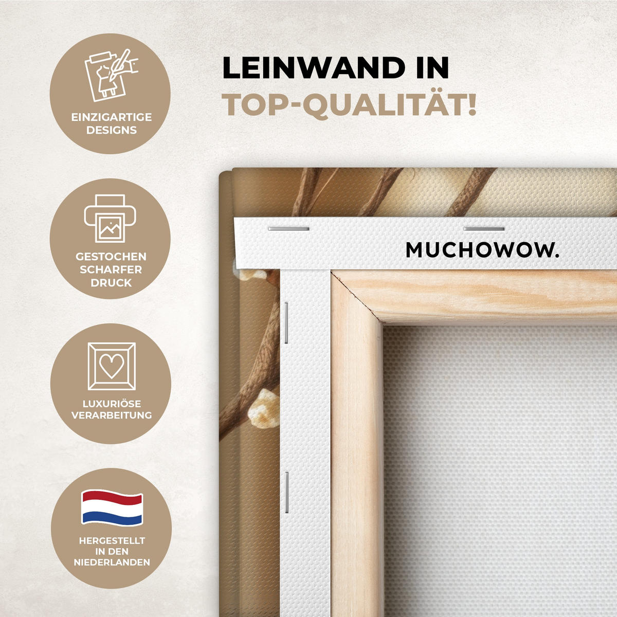 LEINWANDBILD Beige - Osterkuchen - Eier Wandbild 40x30 cm - Beige, Textil (40/30cm) - MuchoWow