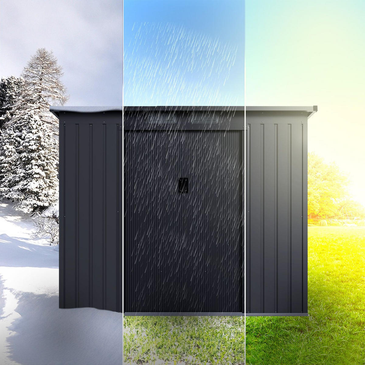 GERÄTESCHUPPEN M dunkelgrau - Dunkelgrau, Metall (218/174/132cm) - Juskys