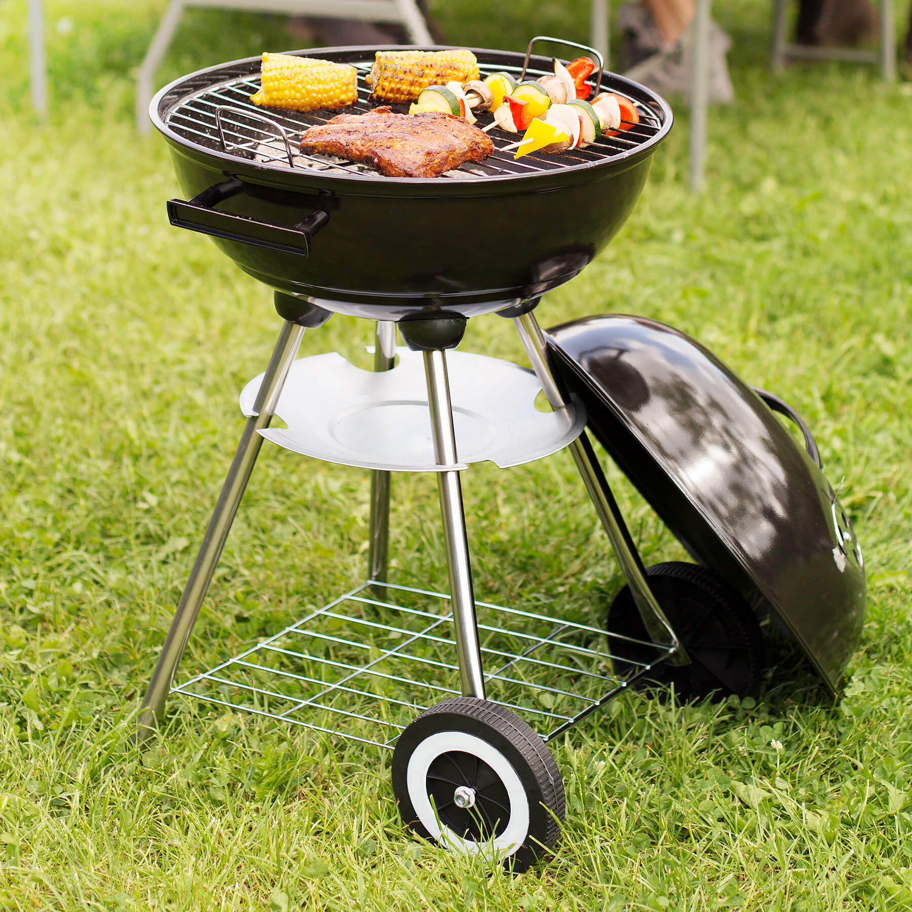 KUGELGRILL ,Ø 41,5 cm,schwarz - Schwarz, Metall (41.5/70cm) - tectake