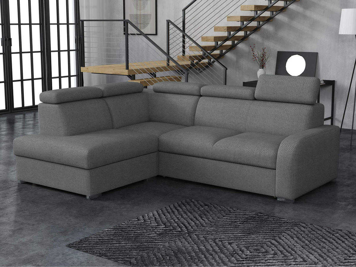 ECKSOFA Oslo 2rRLXp, Seite: Links LXP+R+2R - Silberfarben/Grau, Holz/Textil (250/200cm) - MIRJAN24