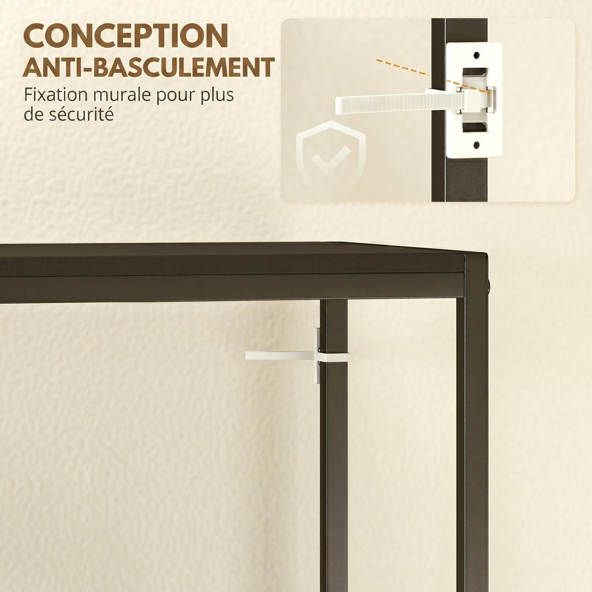 KONSOLENTISCH DE-16823 Minimalistisch, 2 Ablagen, Stahl Schwarz - Schwarz, Holzwerkstoff (100/30/87cm) - ComfortXL