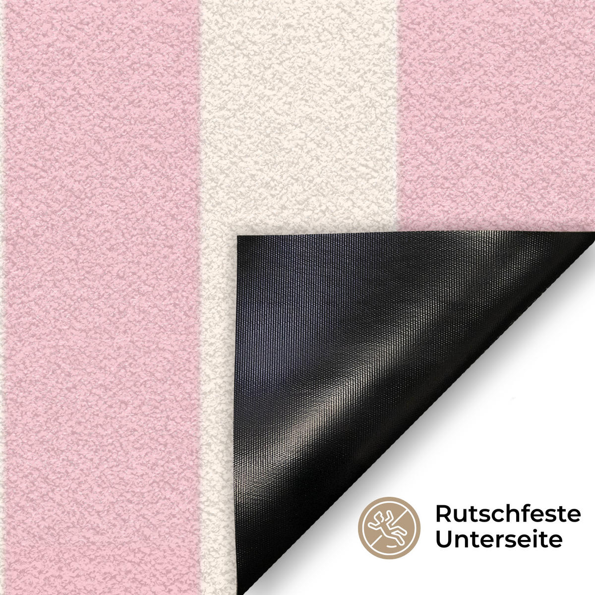 FUSSMATTE Zartrosa – Rot – Streifen – Chill 90x60 cm - Rosa, Kunststoff (90/0.4cm) - MuchoWow