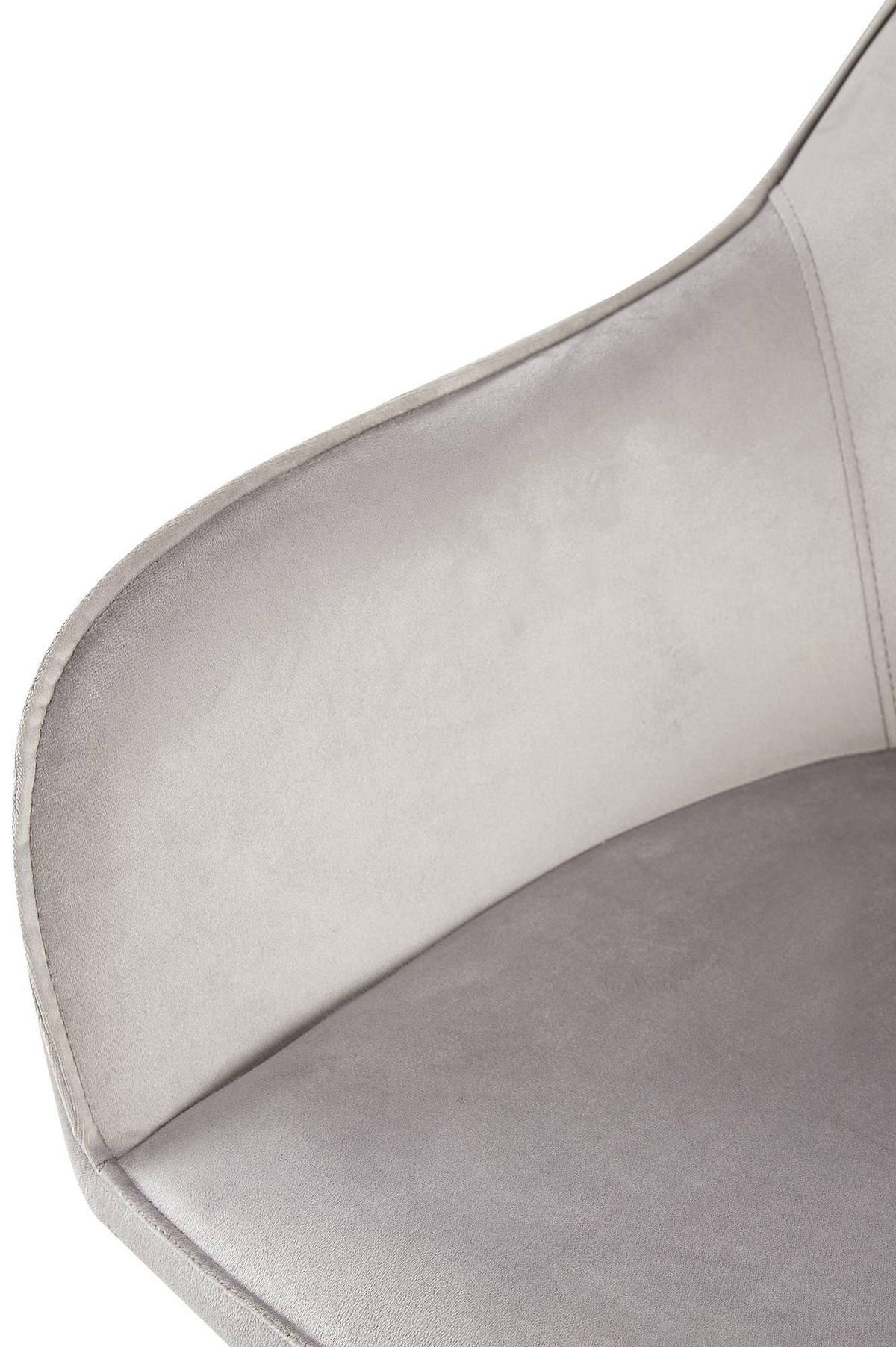 ARMLEHNENSTUHL Samt grau - Schwarz/Grau, Textil/Metall (60/84/60cm) - CLP