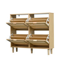 SCHUHSCHRANK aus Spanplatte 100x25x90cm in Eichefarben mit 4 Klappschubladen - Eichefarben, Holzwerkstoff (100/90/25cm) - Modfu