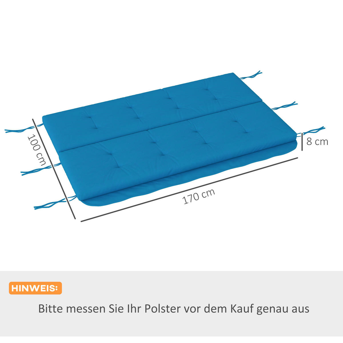 SITZKISSEN, Polyesterstoff, Blau - Blau, Kunststoff (100/8/170cm) - Outsunny