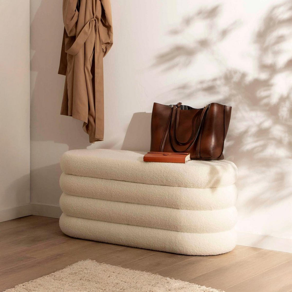 BANK Roma Weiß 100 cm x 45 cm - Weiß, Textil (100/45/40cm)