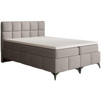 BOXBETT Solido mit Bettkasten 140x200 cm hellbraun - Hellbraun/Schwarz, Textil/Metall (140/200cm) - Beautysofa