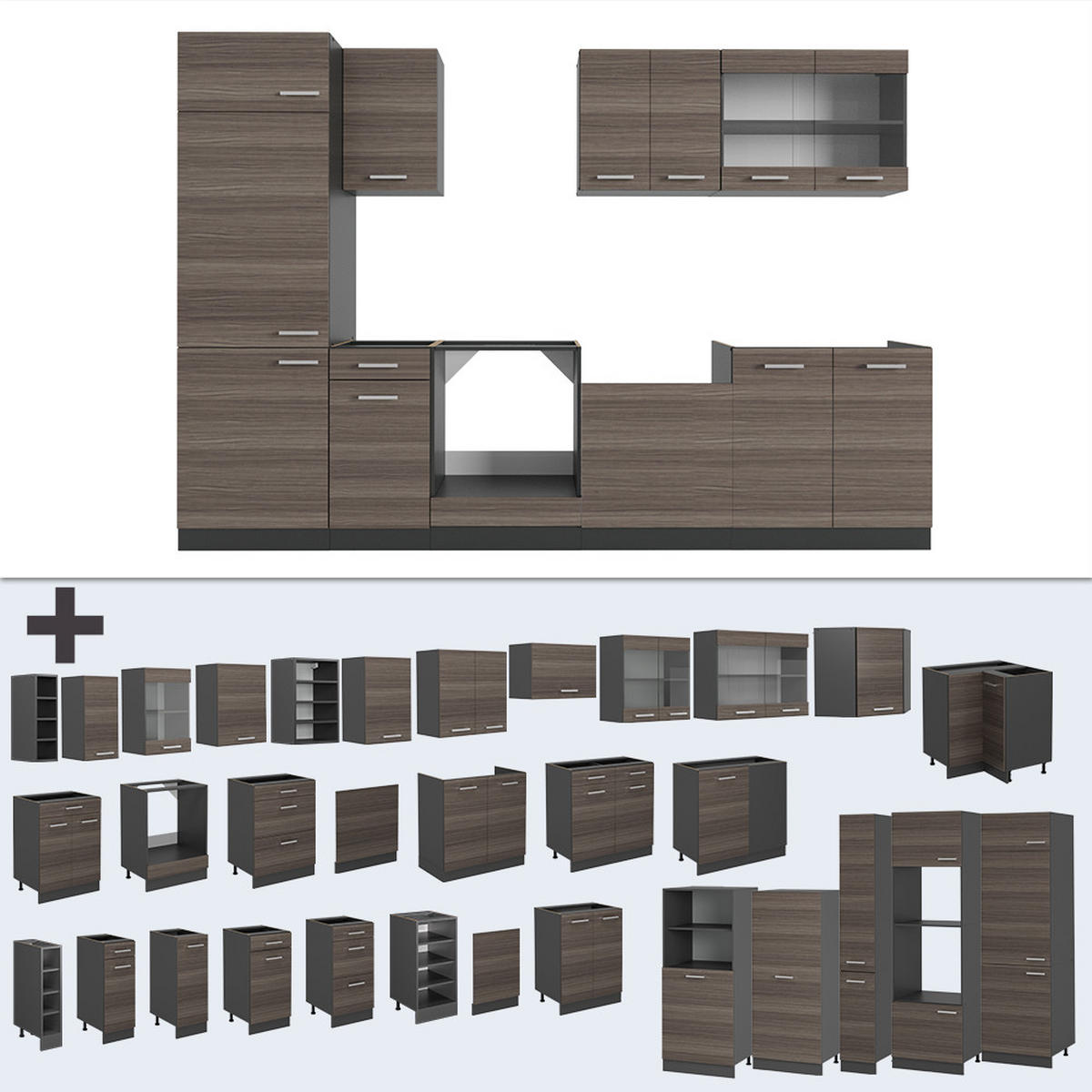Anthrazit/Grau, Holzwerkstoff (300/81.6/60cm) - Vicco