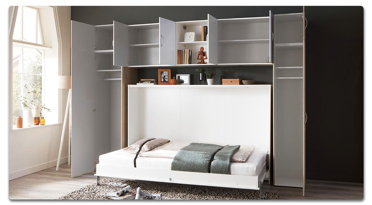 Stauraum schaffen im kleine Schlafzimmer - Klappbett mit Funktionen