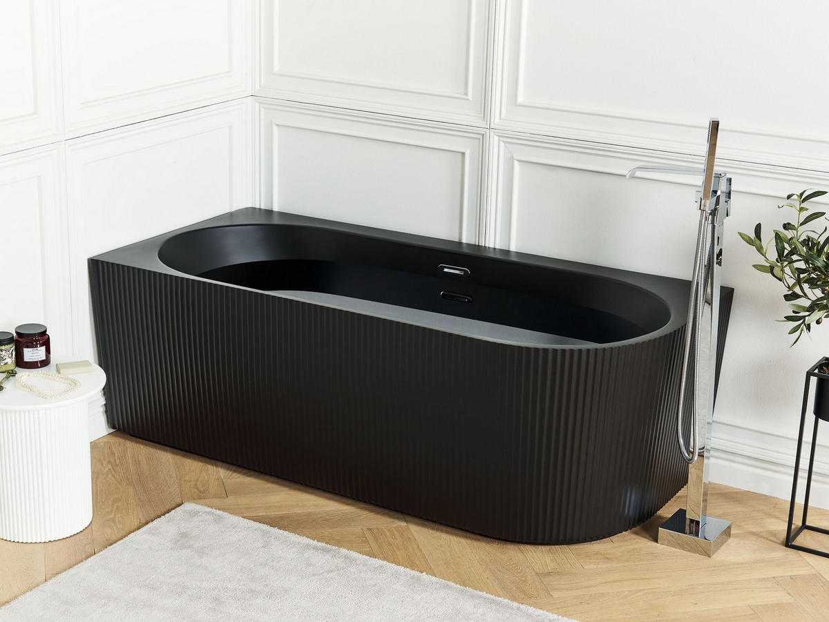 ECKBADEWANNE 80x170x60 cm schwarz Gocta - Schwarz, Kunststoff (80/60/170cm) - Beliani