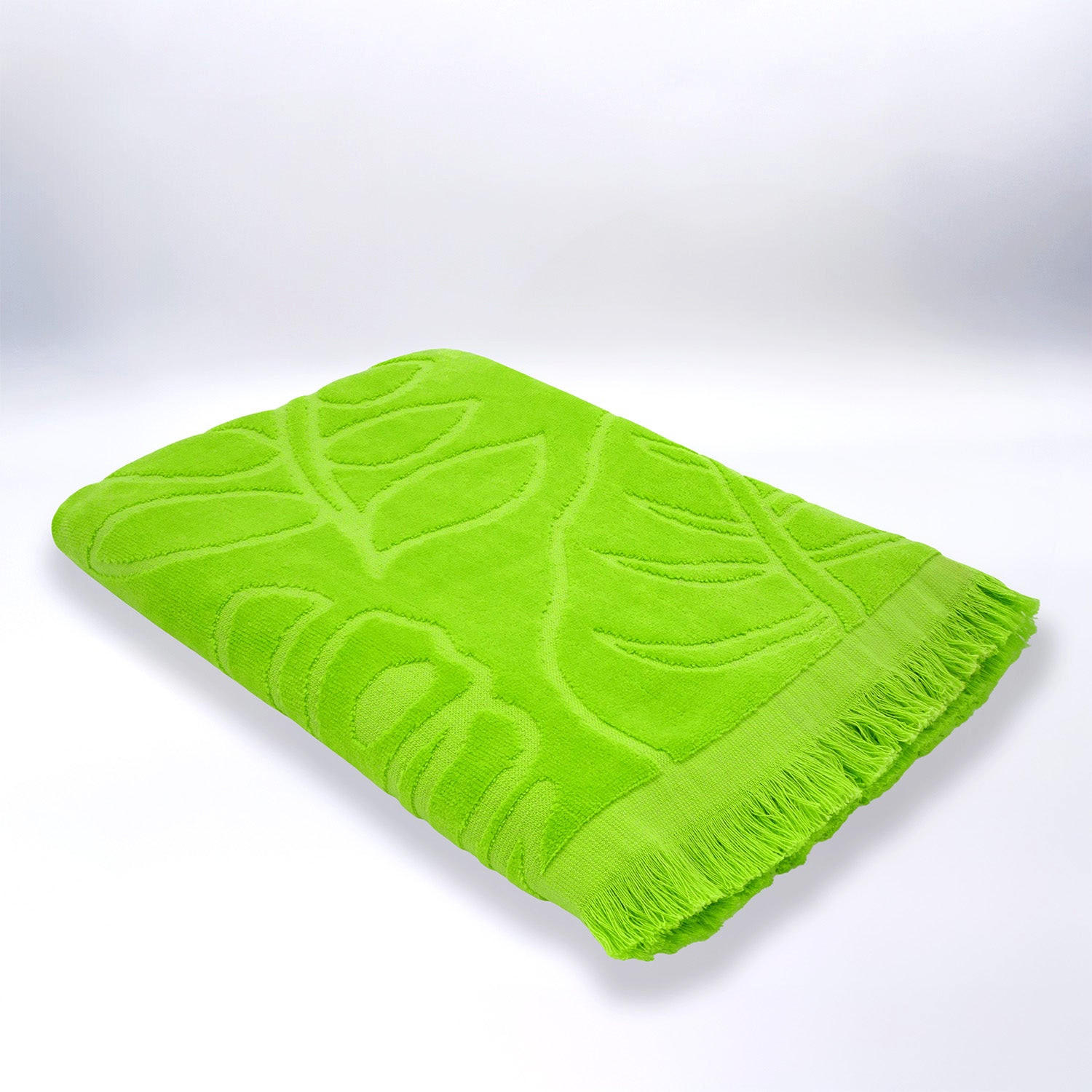 STRANDTUCH Frottee Velours Jacquard Grün 90x170 340g/m² - Klang - Grün, Textil (170/90cm) - LE COMPTOIR DE LA PLAGE