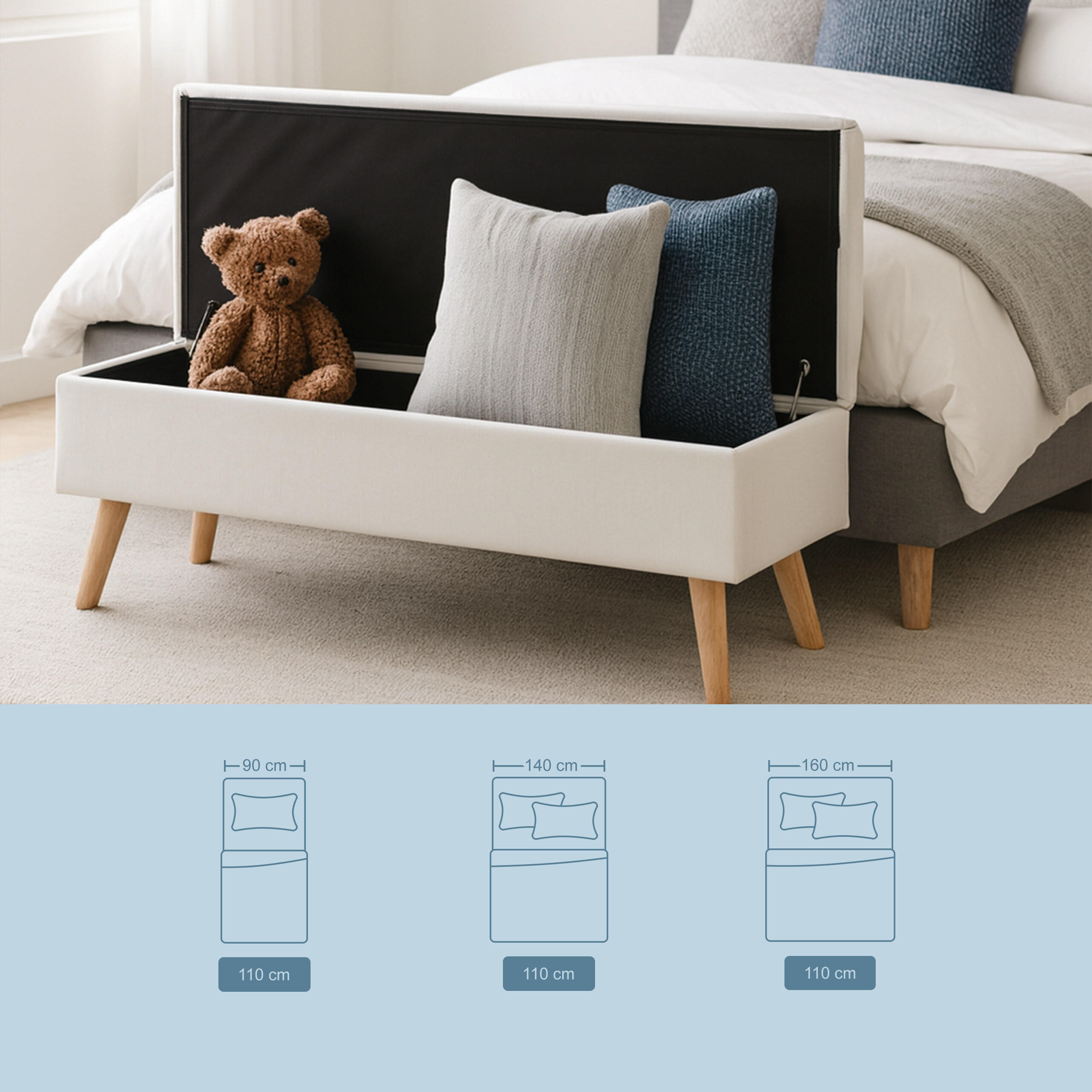 SITZBANK - Weiß, Holz/Holzwerkstoff (110/40/40cm) - Relaxdays