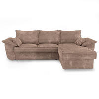 ECKSOFA RECHTS Gerippter Samt XXL Taupe 257cm - Taupe, Textil (257/168cm) - Sia Home