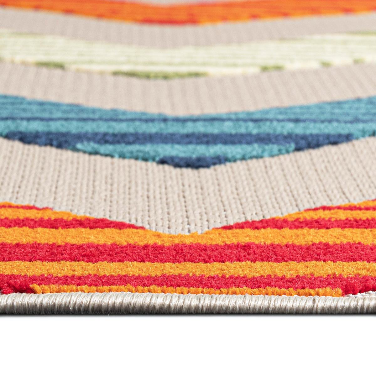 TEPPICH Outdoor Bunte Chevron Kurzflor Rechteckig - 80x150 cm - Multicolor, Textil (80/150cm) - Mazovia