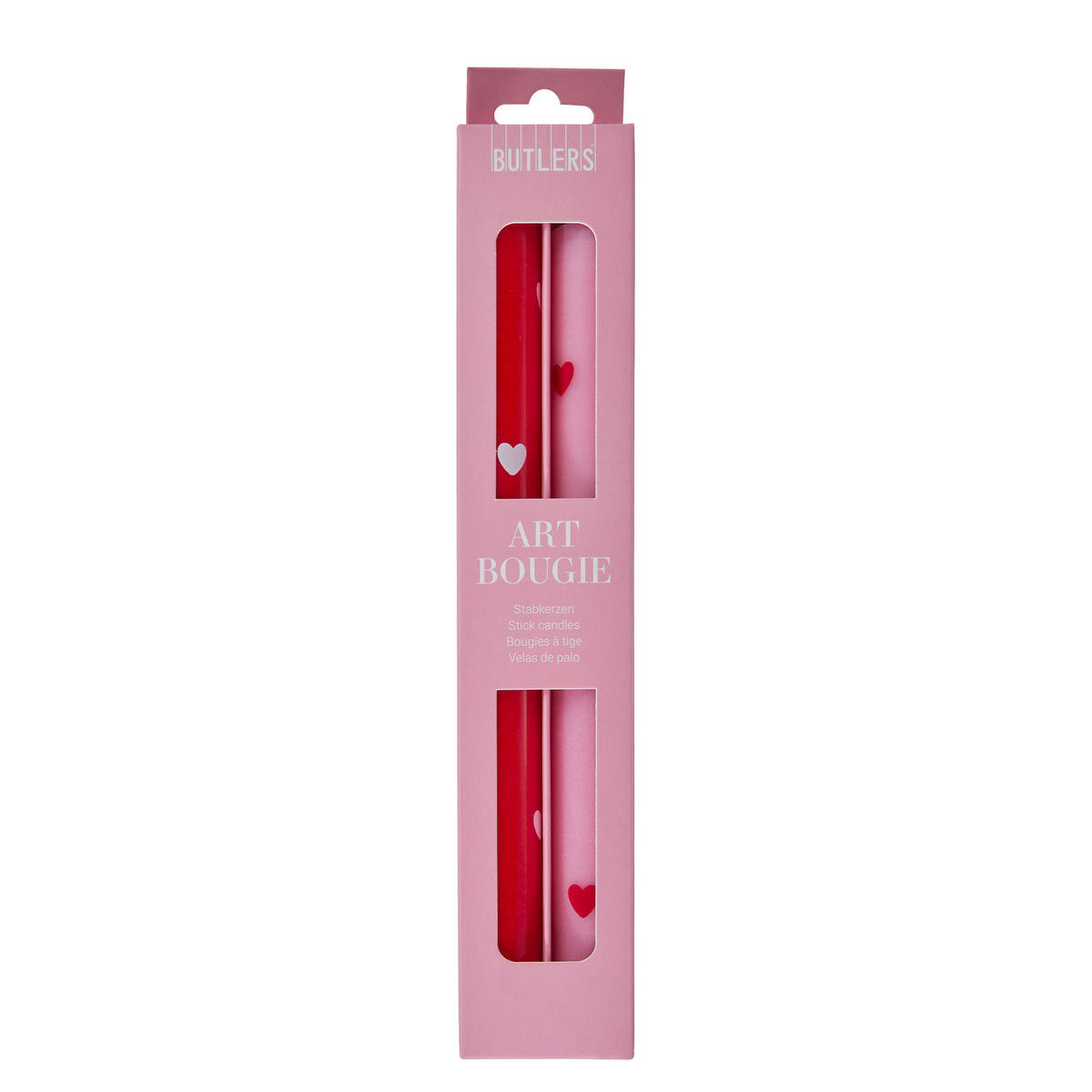 STABKERZE (2er Set) Art Bougie Herzen - Rot, Naturmaterialien (2.5/25/2.5cm) - Butlers